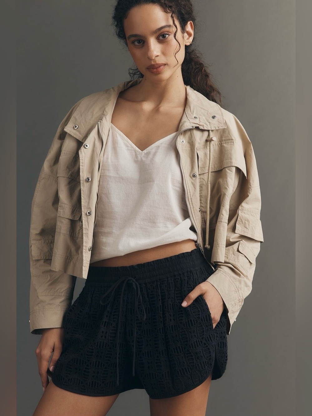 NEW Anthropologie Ollari Eyelet Track Shorts Size S